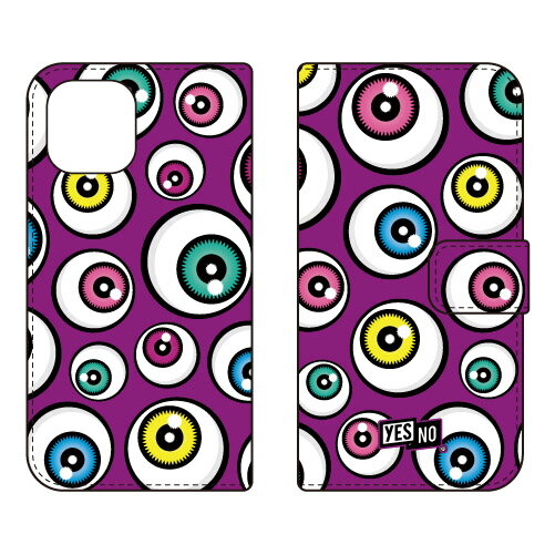 手帳型スマートフォンケース アイズ パープル iPhone 12 Apple YESNO イエスノー 受注生産 スマホケース 手帳型ケース アップル iphone12 iphone12 ケース iphone12 カバー アイフォーン12 ケース アイフォーン12 カバー 送料無料