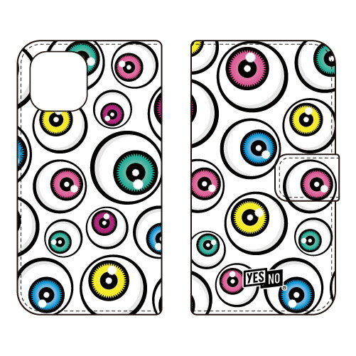 手帳型スマートフォンケース アイズ ホワイト iPhone 12 Apple YESNO イエスノー 受注生産 スマホケース 手帳型ケース アップル iphone12 iphone12 ケース iphone12 カバー アイフォーン12 ケース アイフォーン12 カバー 送料無料