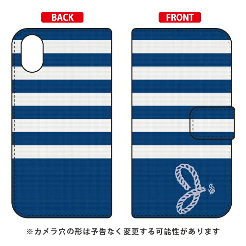 手帳型スマートフォンケース マリンボーダー ネイビー×ホワイト イニシャル J design by ARTWORK iPhone X XS Apple Coverfull iphoneX iphoneXS ケース iphoneX iphoneXS カバー iphone X iphone XS ケース iphone X iphone XS 送料無料