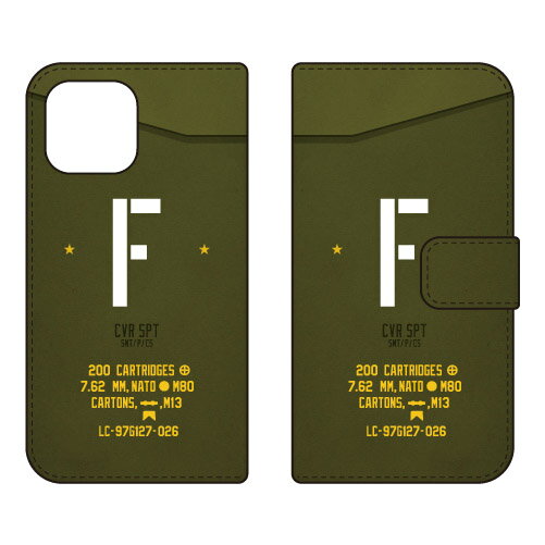 手帳型スマートフォンケース Cf LTD ミリタリー イニシャル アルファベット F （カーキ） iPhone 13 mini Apple Coverfull アップル iphone13 mini iphone13 mini ケース iphone13 mini カバー アイフォーン13ミニ ケース アイフォーン13ミニ 送料無料