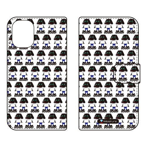 手帳型スマートフォンケース Moisture 「Doggy Runnin Pattern」 iPhone 16 Plus SECOND SKIN ケース カバー スマホケース 送料無料 耐衝撃 プリント 保護 衝撃吸収