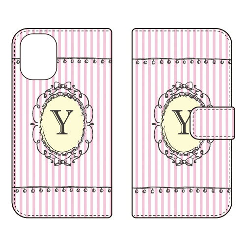 Rakuten - 手帳型スマートフォンケース Cf LTD イニシャル アルファベット Y （ピンク） iPhone 16 Plus Coverfull ケース カバー スマホケース 送料無料 耐衝撃 プリント 保護 衝撃吸収