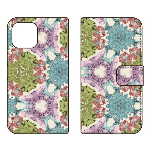 素材手帳部分／合成皮革ケース部分／プラスチック加工日本原産国中国対応機種iPhone 13/Apple専用【おすすめ】・ちょっとしたプレゼント（ギフト）やポイント消化にご利用下さい。＊プレゼント ギフト 誕生日 クリスマス 母の日 父の日 クリスマス ペア カップル 喜ぶ 人気＊当店ではプレゼント（ギフト）梱包は行っておりません。予めご了承下さい。【関連用語】iphone 13 ケース アイフォーン13 ケース iphone13ケース 人気 13 ケース 13 カバー iphone13 ケース 手帳型 かわいい iphone 13 カバー アイフォーン13 カバー iphone13カバー iphone 13 カバー iphone 13カバー iphone 13 手帳型ケース→　iPhone 13/Apple　対応スマートフォンケース一覧はこちら　←スマートフォンを傷からガード！！取り外しはとっても簡単！！着せ替え気分でポップなデザインを持ち歩こう！！万華鏡のように、永遠に回り広がり続けてゆくイメージiPhone 13/Appleケース。当店は、SECOND SKINの正規取扱店ですので、安心してお買い物いただけます●　ご　購　入　の　前　に　●※仕様は予告なく変更する場合がございます。※画像は合成画像（イメージ）になります。※商品加工はすべて日本国内の熟練した職人の手作業で行われます。※背面、側面をしっかり保護。※装着したまま充電可能（ケーブルのみ）　卓上型充電器には対応しておりません。※装着したケースが保護フィルムに干渉する場合がございます。※5〜10営業日で出荷します。※ひとつひとつ職人のハンドメイドでお作りするため、注文状況によってはさらにお時間を頂く場合がございます。