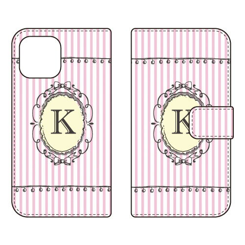 手帳型スマートフォンケース Cf LTD イニシャル アルファベット K （ピンク） iPhone 13 Apple Coverfull スマホケース 手帳型ケース アップル iphone13 iphone13 ケース iphone13 カバー アイフォーン13 ケース アイフォーン13 カバー 送料無料