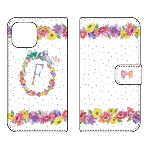 手帳型スマートフォンケース Cf LTD イニシャル パステルフラワー F iPhone14 (6.1インチ) Coverfulliphone 14 ケース iphone 14 本体 保護 iphone 14 カバー iphone 14 スマホケース iphone 14 スマホカバー iphone 14 フィルム 送料無料