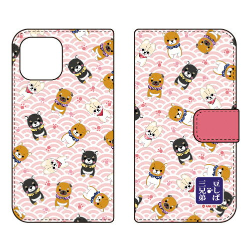 豆しば三兄弟シリーズ 手帳型スマートフォンケース 豆しばオールスター ピンク iPhone14 (6.1インチ)iphone 14 ケース iphone 14 本体 保護 iphone 14 カバー iphone 14 スマホケース iphone 14 スマホカバー iphone 14 フィルム 送料無料