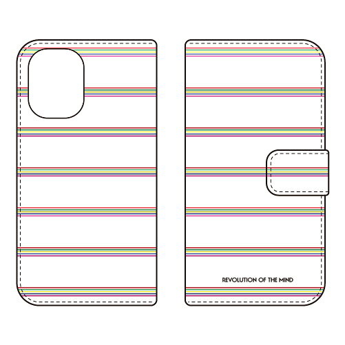 手帳型スマートフォンケース Multi border ホワイト design by ROTM iPhone 16 SECOND SKIN ケース カバー スマホケース 送料無料 耐衝撃 プリント 保護 衝撃吸収