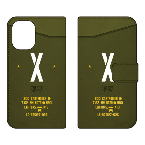 樂天商城 - 手帳型スマートフォンケース Cf LTD ミリタリー イニシャル アルファベット X （カーキ） iPhone 16 Coverfull ケース カバー スマホケース 送料無料 耐衝撃 プリント 保護 衝撃吸収