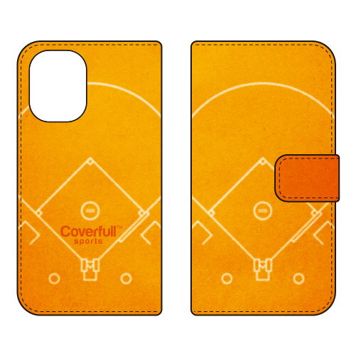 乐天商城 - 手帳型スマートフォンケース 野球 ベースボールコート オレンジ iPhone 16 Coverfull ケース カバー スマホケース 送料無料 耐衝撃 プリント 保護 衝撃吸収