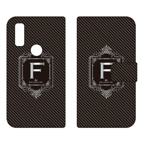 手帳型スマートフォンケース Cf LTD ラグジュアリー イニシャル アルファベット F （シルバーグレー） arrows We FCG01・F-51B・A101FC・arrows BZ03 au・docomo・SoftBank・MVNOスマホ（SIMフリー端末） Coverfullarrows we arrows BZ03 fcg01 f-51b a101fc 送料無料