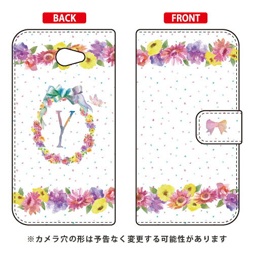 乐天商城 - 手帳型スマートフォンケース Cf LTD イニシャル パステルフラワー Y BASIO4 KYV47・かんたんスマホ2・2+ A001KC・A201KC au・Y!mobile Coverfull kyv47 カバー kyv47 ケース basio カバー basio ケース basio kyv47 カバー basio kyv47 ケース 送料無料