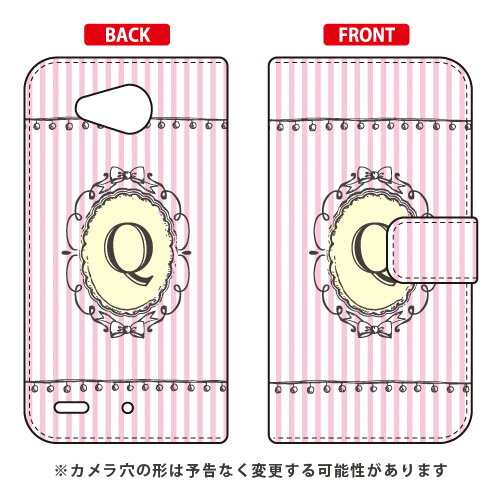 手帳型スマートフォンケース Cf LTD イニシャル アルファベット Q （ピンク） Qua phone PX LGV33 au Coverfull qua phone px ケース qua phone px カバー lgv33 ケース lgv33 カバー lgv33ケース lgv33カバー キュアフォン ケース 送料無料