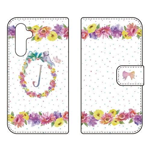 樂天商城 - 手帳型スマートフォンケース Cf LTD イニシャル パステルフラワー J Galaxy A54 5G SCG21 SC-53D Coverfull ケース カバー スマホケース 送料無料 耐衝撃 プリント 保護 衝撃吸収