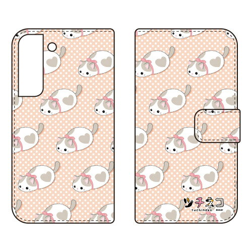 ツチネコシリーズ 手帳型スマートフォンケース ハート Galaxy S22 SCG13 SC-51C au・docomo 受注生産 スマホケース 手帳型ケースau scg13 sc-51c ケース scg13 sc-51c カバー galaxy s22 ケース galaxy s22 カバー ギャラクシーS22 ケース 送料無料