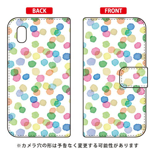 手帳型スマートフォンケース Cf LTD 水彩 水玉模様 小 ピンク×ブルー×グリーン Galaxy A20 SCV46・SC-02M au・docomo・MVNOスマホ（SIMフリー端末） Coverfull scv46 sc-02m カバー scv46 sc-02m ケース galaxy a20 ケース galaxy a20 scv46 送料無料 1