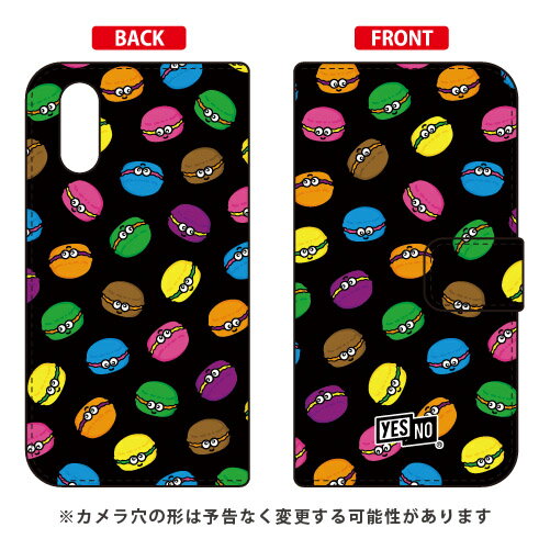 手帳型スマートフォンケース マカロンズ ブラック AQUOS sense3 plus SHV46 au・SoftBank・MVNOスマホ(SIMフリー端末)・楽天モバイル YESNOau shv46 カバー shv46 ケース aquos sense3plus shv46 カバー aquos sense3plus shv46 カバー 送料無料