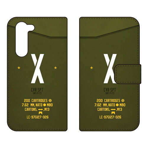 樂天商城 - 手帳型スマートフォンケース Cf LTD ミリタリー イニシャル アルファベット X （カーキ） arrows We2 Plus F-51E Coverfull ケース カバー スマホケース 送料無料 耐衝撃 プリント 保護 衝撃吸収