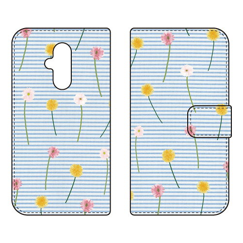 Rakuten - 手帳型スマートフォンケース Cf LTD スタンダード ボーダーフラワー らくらくスマートフォン F-52B docomo Coverfull らくらくスマートフォン f-52b ケース らくらくスマートフォン f-52b カバー らくらく スマホ ケース らくらく スマホ カバー f52b 送料無料