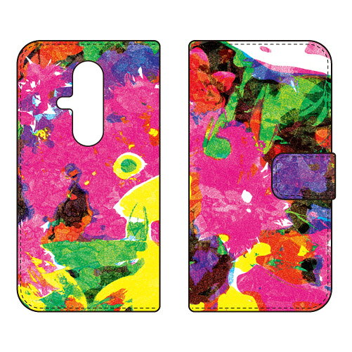 手帳型スマートフォンケース 藤本正平 「Keep On Pushing」 らくらくスマートフォン F-53E SECOND SKIN ケース カバー スマホケース 送料無料 耐衝撃 プリント 保護 衝撃吸収