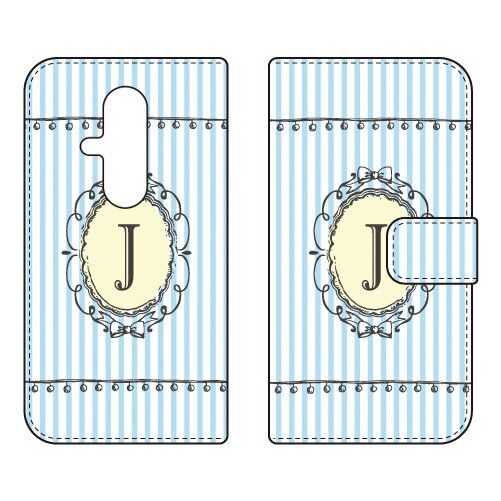 樂天商城 - 手帳型スマートフォンケース Cf LTD イニシャル アルファベット J （サックス） らくらくスマートフォン F-53E Coverfull ケース カバー スマホケース 送料無料 耐衝撃 プリント 保護 衝撃吸収