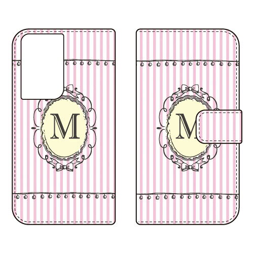 手帳型スマートフォンケース Cf LTD イニシャル アルファベット M （ピンク） Galaxy S21 Ultra 5G SC-52B docomo Coverfull sc-52b ケース sc-52b カバー sc 52b ケース sc 52b カバー sc52b ケース sc52b カバー sc52bケース sc52bカバー 送料無料