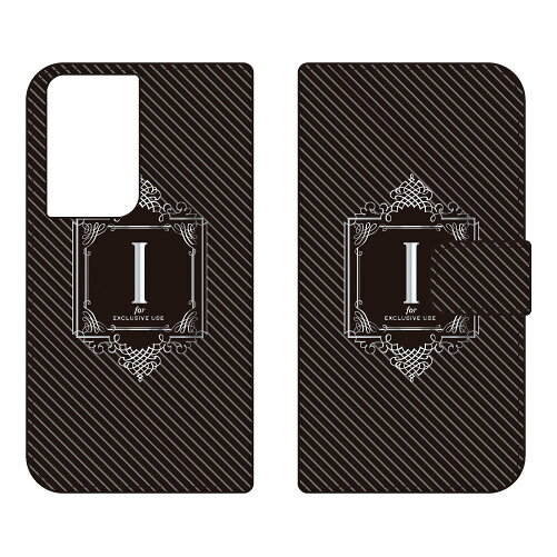 Mobile Phone - 手帳型スマートフォンケース Cf LTD ラグジュアリー イニシャル アルファベット I （シルバーグレー） Galaxy S21 Ultra 5G SC-52B docomo Coverfull sc-52b ケース sc-52b カバー sc 52b ケース sc 52b カバー sc52b ケース sc52b カバー 送料無料