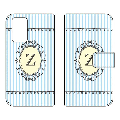手帳型スマートフォンケース Cf LTD イニシャル アルファベット Z （サックス） Galaxy A52 5G SC-53B docomo Coverfull sc53b ケース sc53b カバー galaxy a52 5g sc-53b ケース galaxy a52 5g sc-53b カバー galaxy a52 5g ケース galaxy a52 送料無料