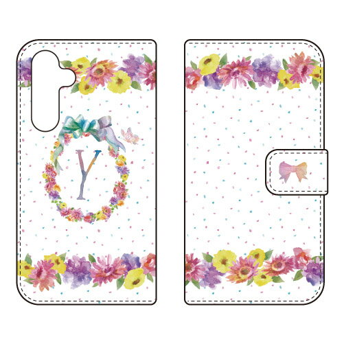 乐天商城 - 手帳型スマートフォンケース Cf LTD イニシャル パステルフラワー Y Galaxy A55 5G SC-53E SCG27 Coverfull ケース カバー スマホケース 送料無料 耐衝撃 プリント 保護 衝撃吸収