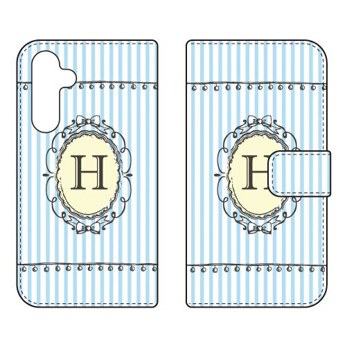 Rakuten - 手帳型スマートフォンケース Cf LTD イニシャル アルファベット H （サックス） Galaxy A55 5G SC-53E SCG27 Coverfull ケース カバー スマホケース 送料無料 耐衝撃 プリント 保護 衝撃吸収