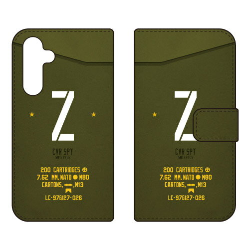 樂天商城 - 手帳型スマートフォンケース Cf LTD ミリタリー イニシャル アルファベット Z （カーキ） Galaxy A55 5G SC-53E SCG27 Coverfull ケース カバー スマホケース 送料無料 耐衝撃 プリント 保護 衝撃吸収