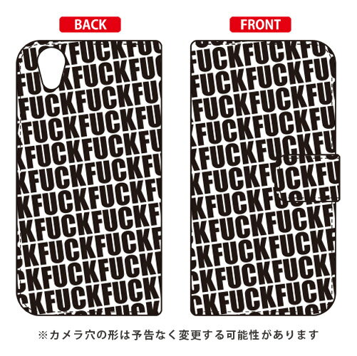 手帳型スマートフォンケース Cf LTD FUCKパターン ホワイト AQUOS EVER SH-02J・U SHV37・SH-M04・L・L2 UQ mobile docomo・au・MVNOスマホ（SIMフリー端末） Coverfull sh-02j ケース sh-02j カバー shv37 ケース shv37 カバー sh-m04 送料無料
