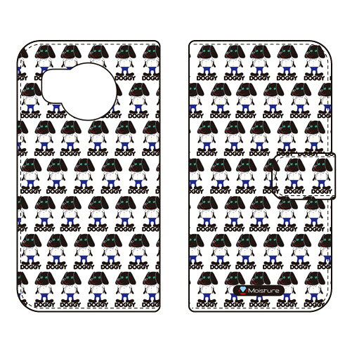 手帳型スマートフォンケース Moisture 「Doggy Runnin Pattern」 AQUOS R8 SH-52D SH-R80 SECOND SKIN ケース カバー スマホケース 送料無料 耐衝撃 プリント 保護 衝撃吸収