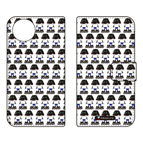 手帳型スマートフォンケース Moisture 「Doggy Runnin Pattern」 AQUOS wish5 SH-52F A502SH SH-M32 SECOND SKIN ケース カバー スマホケース 送料無料 耐衝撃 プリント 保護 衝撃吸収