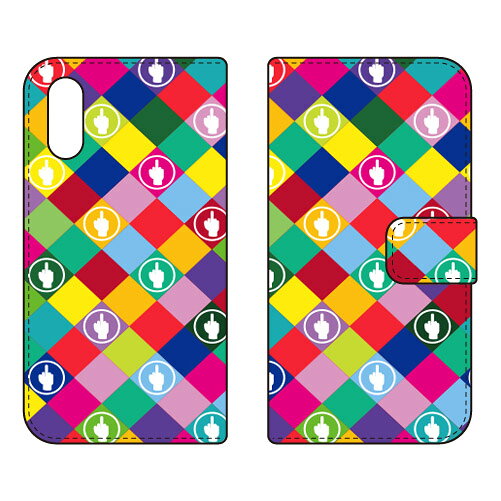 手帳型スマートフォンケース F rhombuses マルチ design by ROTM Xperia Ace II SO-41B docomo SECOND SKIN スマホケース 手帳型ケース xperia ace ii カバー エクスぺリアace ii スマホケースエクスぺリアace ii カバー カスタムケース 送料無料