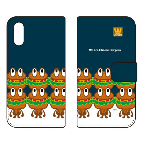手帳型スマートフォンケース 「cheese burgers」 design by PansonWorks Xperia Ace II SO-41B docomo SECOND SKIN 手帳型ケース xperia ace ii カバー エクスぺリアace ii スマホケースエクスぺリアace ii カバー カスタムケース 送料無料