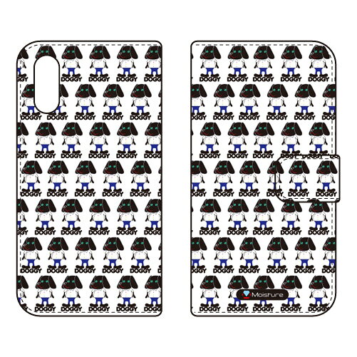 手帳型スマートフォンケース Moisture 「Doggy Runnin Pattern」 Xperia Ace II SO-41B docomo SECOND SKIN スマホケース 手帳型ケース xperia ace ii カバー エクスぺリアace ii スマホケースエクスぺリアace ii カバー カスタムケース 送料無料