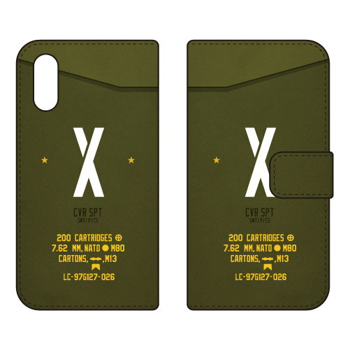 樂天商城 - 手帳型スマートフォンケース Cf LTD ミリタリー イニシャル アルファベット X （カーキ） Xperia Ace II SO-41B docomo Coverfull xperia ace ii カバー エクスぺリアace ii スマホケースエクスぺリアace ii カバー カスタムケース 送料無料