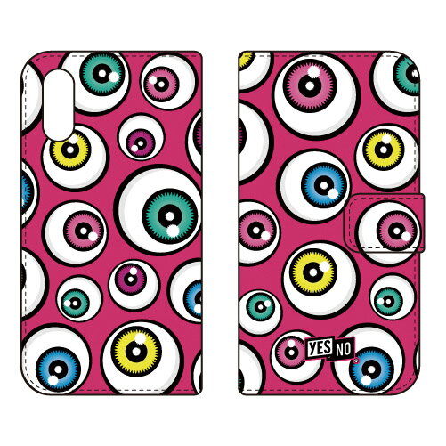 手帳型スマートフォンケース アイズ ピンク Xperia Ace II SO-41B docomo YESNO イエスノー 受注生産 スマホケース 手帳型ケース xperia ace ii カバー エクスぺリアace ii スマホケースエクスぺリアace ii カバー カスタムケース 送料無料