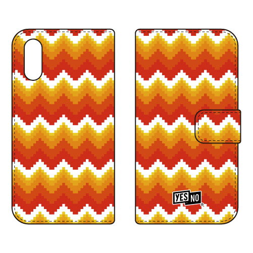 手帳型スマートフォンケース ブロックウェーブ レッド Xperia Ace II SO-41B docomo YESNO 受注生産 スマホケース 手帳型ケース xperia ace ii カバー エクスぺリアace ii スマホケースエクスぺリアace ii カバー カスタムケース 送料無料