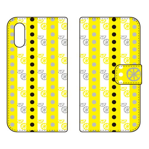 手帳型スマートフォンケース Cf LTD 北欧風イエロー果物 Xperia Ace II SO-41B docomo Coverfull 受注生産 スマホケース 手帳型ケース xperia ace ii カバー エクスぺリアace ii スマホケースエクスぺリアace ii カバー カスタムケース 送料無料