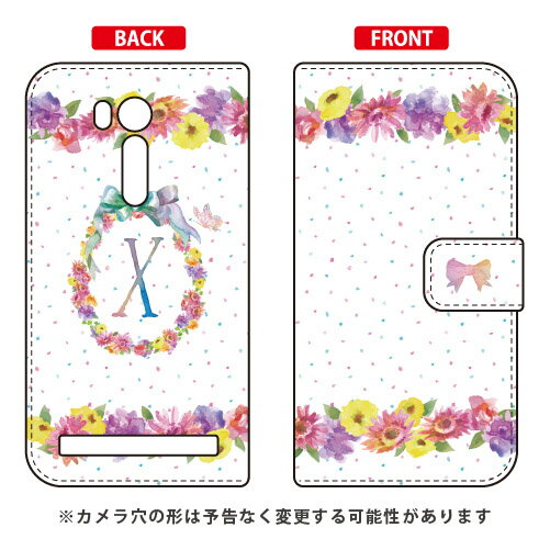 手帳型スマートフォンケース Cf LTD イニシャル パステルフラワー X ZenFone Go ZB551KL MVNOスマホ（SIMフリー端末） Coverfull zenfone go ケース zenfone go カバー ゼンフォンゴー ケース ゼンフォンゴー カバー zb551kl 送料無料