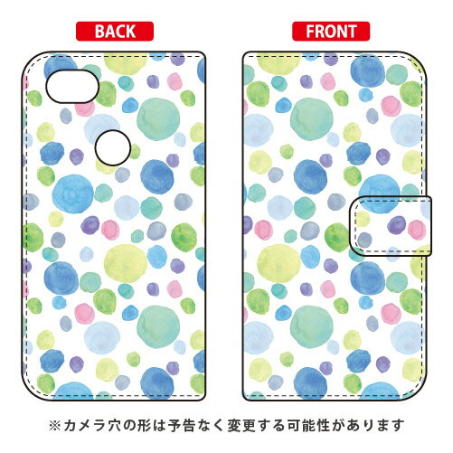 手帳型スマートフォンケース Cf LTD 水彩 水玉模様 大 ブルー Google Pixel 3a XL MVNOスマホ（SIMフリー端末）・docomo・SoftBank Coverfull google pixel 3a xl ケース google pixel 3a xl カバー グーグルピクセル3aXLケース 送料無料
