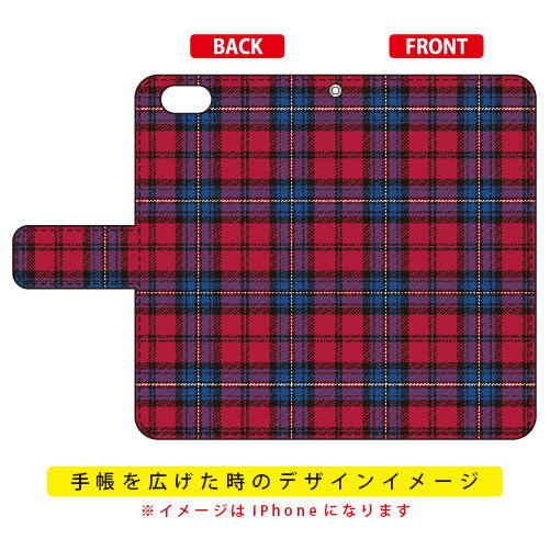 手帳型スマートフォンケース チェック レッド×...の紹介画像2