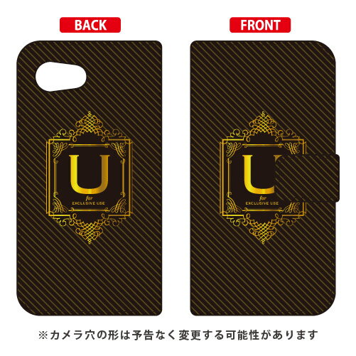 Rakuten - 手帳型スマートフォンケース Cf LTD ラグジュアリー イニシャル アルファベット U （ゴールドイエロー） AQUOS R compact 701SH・SHV41・SH-M06 SoftBank・au・docomo Coverfull aquos r compact ケース aquos r compact カバー 送料無料