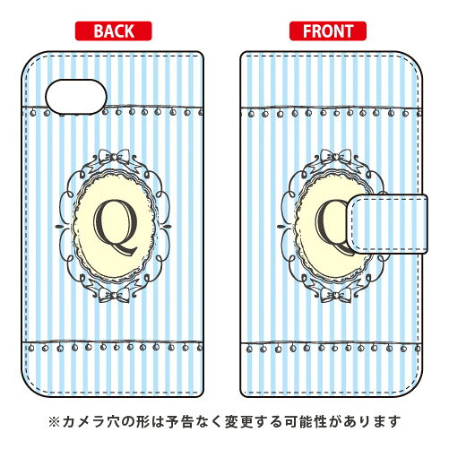 手帳型スマートフォンケース Cf LTD イニシャル アルファベット Q （サックス） AQUOS R2 Compact 803SH・SH-M09 SoftBank・MVNOスマホ（SIMフリー端末） Coverfull aquos r2 compact ケース aquos r2 compact カバー ケース カバー aquos r2 送料無料