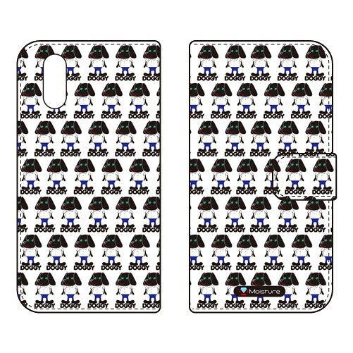 手帳型スマートフォンケース Moisture 「Doggy Runnin Pattern」 シンプルスマホ6 A201SH SECOND SKIN ケース カバー スマホケース 送料無料 耐衝撃 プリント 保護 衝撃吸収