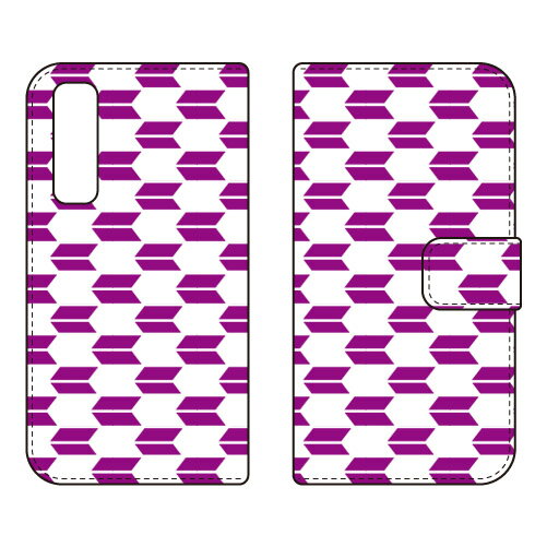 手帳型スマートフォンケース Cf LTD 和柄 矢絣紫白 Android One S8 S8-KC Y!mobile Coverfull android one s8 s8-kc ケース android one s8 s8-kc カバー アンドロイドワンs8 s8-kc ケース アンドロイドワンs8 s8-kc カバー androidones8 s8-kc 送料無料