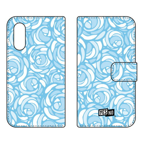 手帳型スマートフォンケース ローズポップ パステルブルー Android One S7・AQUOS sense3 basic SHV48・907SH Y!mobile・au・SoftBank YESNO android one s7 ケース android one s7 カバー アンドロイドワンs7 ケース アンドロイドワンs7 カバー 送料無料