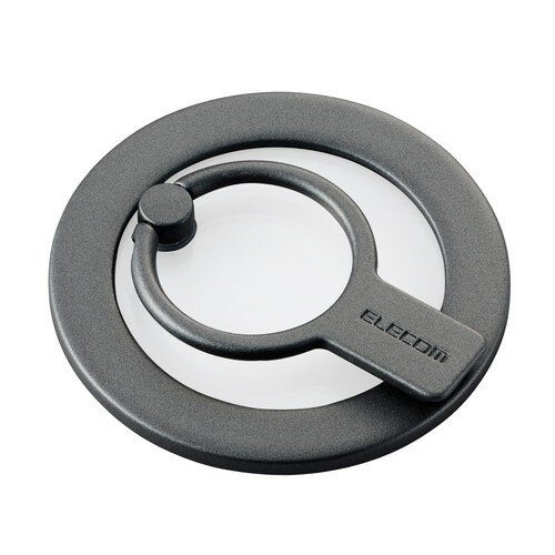 ELECOM （エレコム）スマホリング マグネット 落下防止 リング 着脱可能 スマホスタンド機能 クリアパーツ 縦置き/横置き ワイヤレス充電可 電子決済対応 チタニウムシルバー