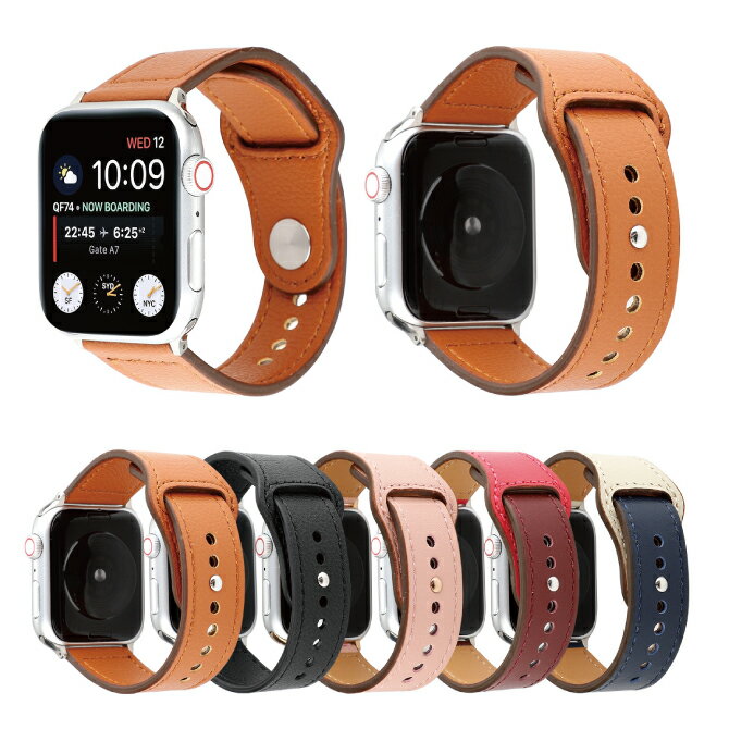 ●在庫限り特価●Apple Watch アップルウォッチ Single button genuine leather belt シングル ボタン ジェニュイン ...